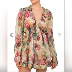 Zimmermann Melody Floating Playsuit Silk Floral One Piece Women's Small